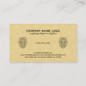 Lion Sugar Skull & Beige Paisley Visitenkarte (Rückseite)