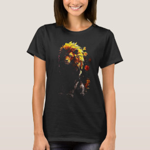 Lion Sunflower Artwork Blume Fantasy Animal Lion T-Shirt