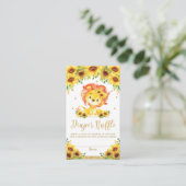 Lion Sunflower Baby Duschdusche Windeln Raffle Tic Begleitkarte (Stehend Vorderseite)