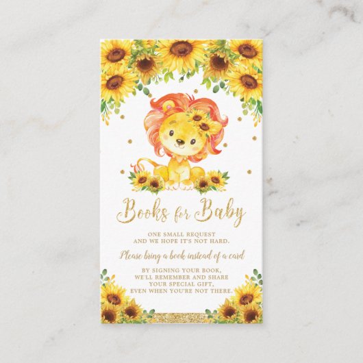 Lion Sunflower Babydusche buchen Begleitkarte (Vorderseite)