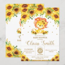 Lion Sunflower Floral Baby Dusche Sprinkle Girl