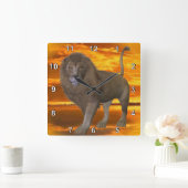 Lion Sunset Quadratische Wanduhr (Zuhause)