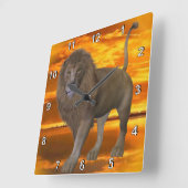 Lion Sunset Quadratische Wanduhr (Winkel)