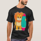 Lion Surfing Surfboard Summer T-Shirt (Vorderseite)