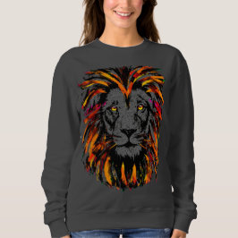 Lion Sweatshirt - Orange Dark Lion Illustration
