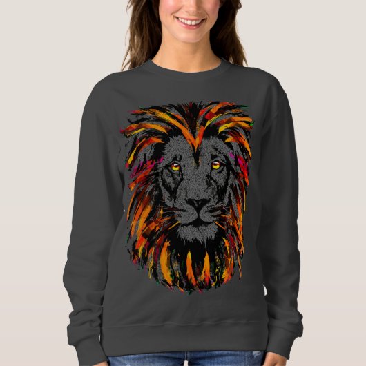 Lion Sweatshirt - Orange Dark Lion Illustration (Vorderseite)