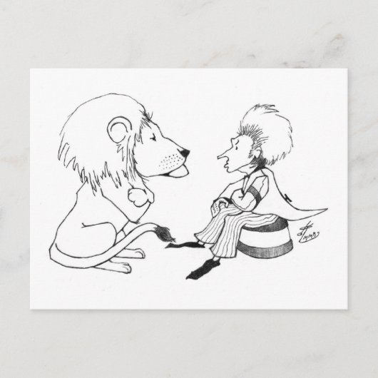 Lion & Tamer Faceoff Postkarte (Vorderseite)