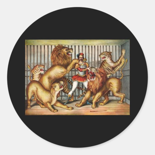 Lion tamer runder aufkleber (Vorderseite)