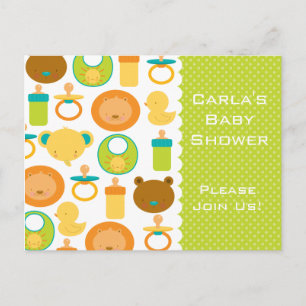 Lion & Teddy Bear Baby Dusche Einladung Postkarte