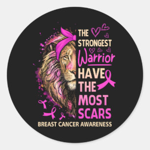 Lion the Strongest Warriors Breast Cancene Awarene Runder Aufkleber