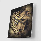 Lion Tiger 2in1 Wall Clock Quadratische Wanduhr (Winkel)