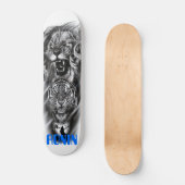 Lion Tiger Cat Crow Girl Silhouette Skateboard (Vorderseite)