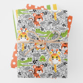 Lion Tiger Giraffe Gator Wrapping Paper Set Geschenkpapier Set (Beispiel)