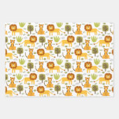 Lion Tiger Jungle Wrapping Paper Set 3 Geschenkpapier Set (Vorderseite)