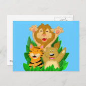 Lion Tiger und Bären Cartoon Postkarte (Vorne/Hinten)