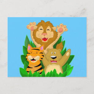Lion Tiger und Bären Cartoon Postkarte