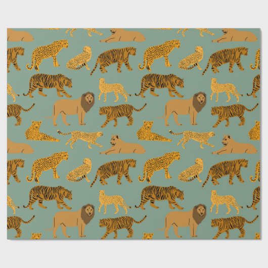 Lion, Tiger und Leopard Muster Geschenkpapier (Flach)