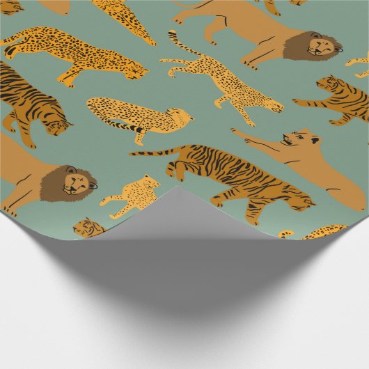 Lion, Tiger und Leopard Muster Geschenkpapier (Ecke)