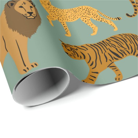 Lion, Tiger und Leopard Muster Geschenkpapier (Rolleneckpunkt)