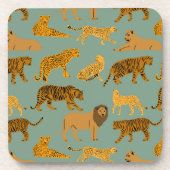 Lion, Tiger und Leopard Muster Getränkeuntersetzer (Vorderseite)