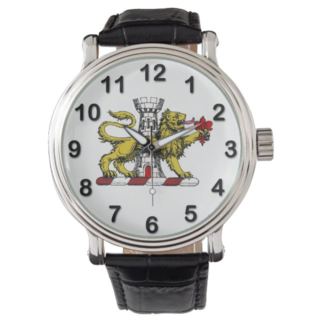 Lion Tower Lilie Wappen Emblem C Armbanduhr (Vorderseite)