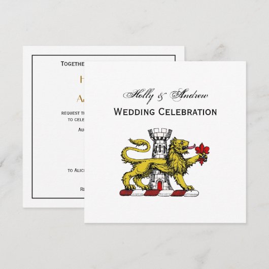 Lion Tower Lilie Wappen Emblem C Einladung (Vorne/Hinten)