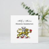 Lion Tower Lilie Wappen Emblem C Einladung (Stehend Vorderseite)