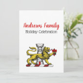 Lion Tower Lilie Wappen Emblem C Einladung (Stehend Vorderseite)