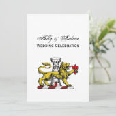 Lion Tower Lilie Wappen Emblem C Einladung (Stehend Vorderseite)