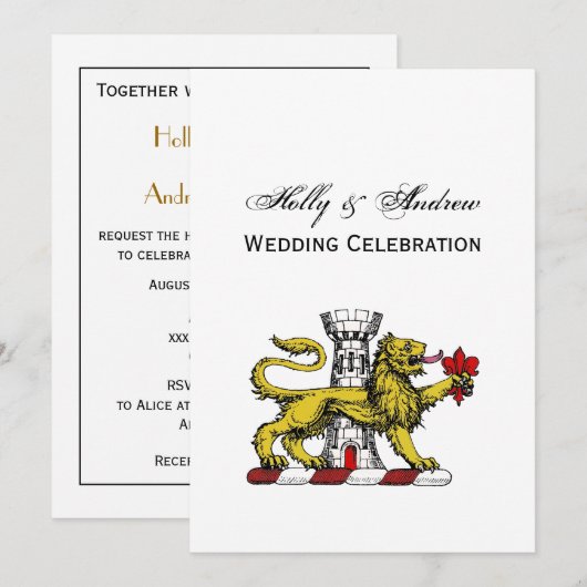 Lion Tower Lilie Wappen Emblem C Einladung (Vorne/Hinten)