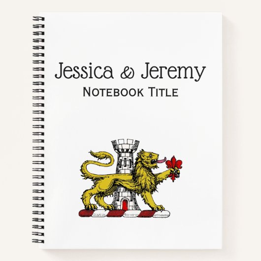 Lion Tower Lilie Wappen Emblem C Notizbuch (Vorderseite)