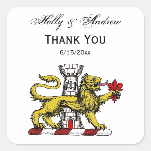 Lion Tower Lilie Wappen Emblem C Quadratischer Aufkleber (Vorderseite)