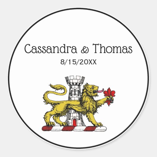 Lion Tower Lilie Wappen Emblem C Runder Aufkleber (Vorderseite)