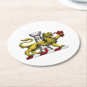 Lion Tower Lilie Wappen Emblem C Runder Pappuntersetzer (Angewinkelt)