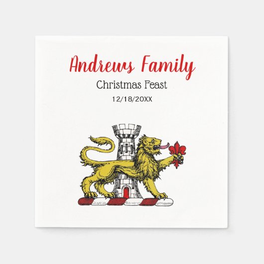 Lion Tower Lilie Wappen Emblem C Serviette (Vorderseite)