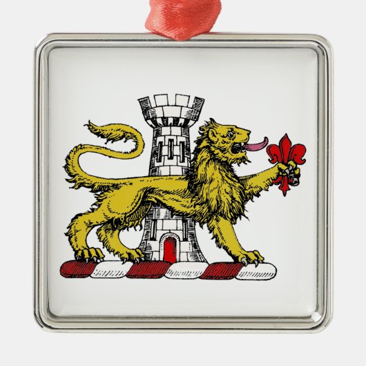 Lion Tower Lilie Wappen Emblem C Silbernes Ornament (Vorne)