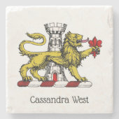 Lion Tower Lilie Wappen Emblem C Steinuntersetzer (Vorderseite)