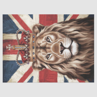 Lion trägt eine britische Flagge-Decoupage Seidenpapier