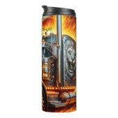 Lion Truck American Flag Feuer Thermosbecher (Nach rechts gedreht)