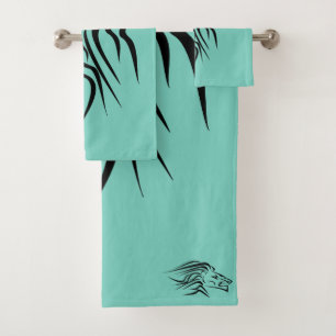 Lion Turquoise Badetücher - Ihre Farben Badhandtuch Set