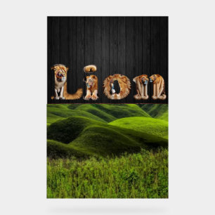 "LION Typografie Kunst - Majestätisches Dschungelk Acrylschild
