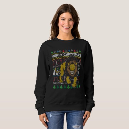 Lion Ugly Christmas Sweater Sweatshirt (Vorne ganz)