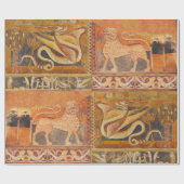 LION UND DRAGON Mittelalterliches Fresco in Gelb O Geschenkpapier (Flach)