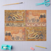 LION UND DRAGON Mittelalterliches Fresco in Gelb O Seidenpapier (Basteln)