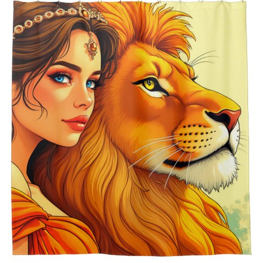 Lion und Lady Duschvorhang (Vorderseite)