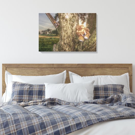 Lion und Leopard sind Freunde Canvas Print Leinwanddruck (Insitu (Schlafzimmer))
