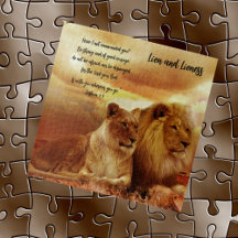Lion und Lioness Jig Puzzle Bible Verse