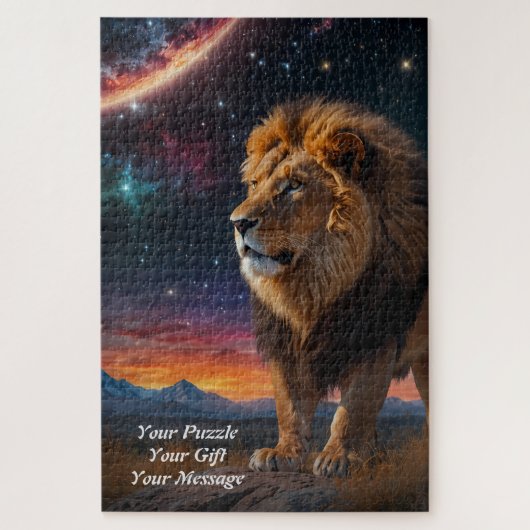 Lion Under a Starry Sky Puzzle (Vertikal)