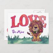 Lion Valentinstag Feiertagspostkarte (Vorne/Hinten)