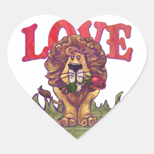 Lion Valentinstag Herz-Aufkleber (Vorderseite)